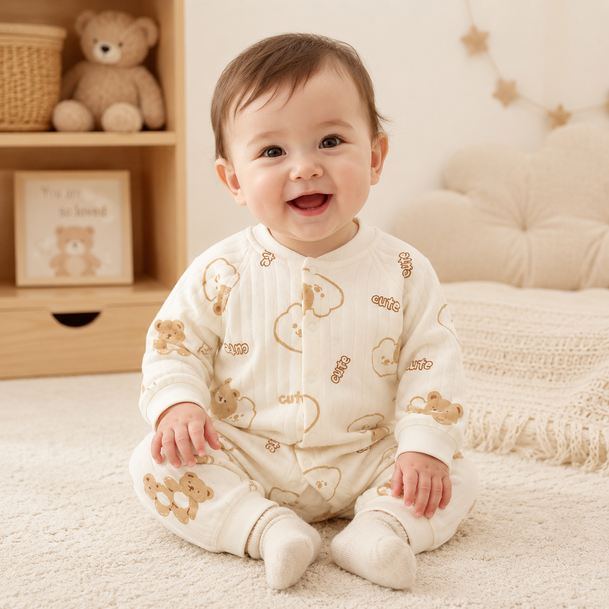 CozyBear Ribbed Baby Romper