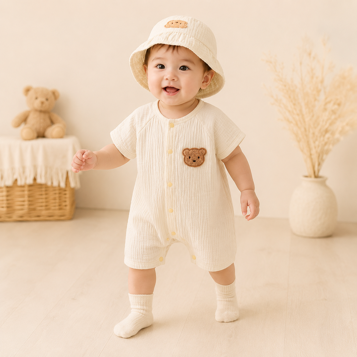 BearPocket Romper & Hat Set
