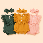LaceBow Baby Romper Set