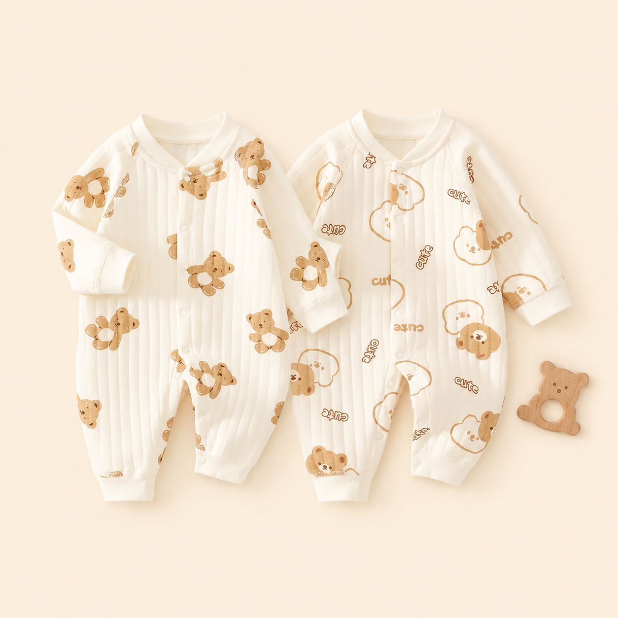 CozyBear Ribbed Baby Romper