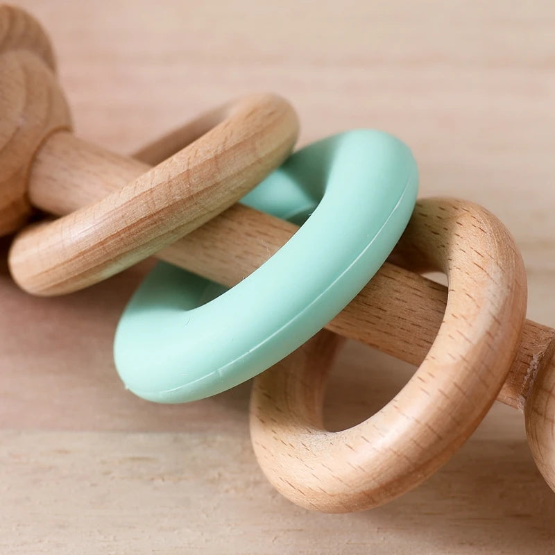 Natural Wooden Teether Rattle
