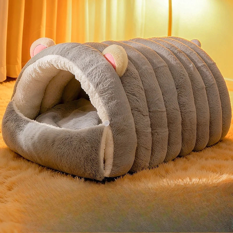 Plush Cave Cat Bed
