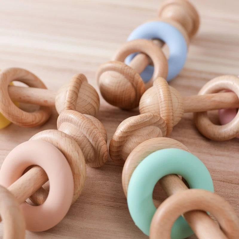 Natural Wooden Teether Rattle