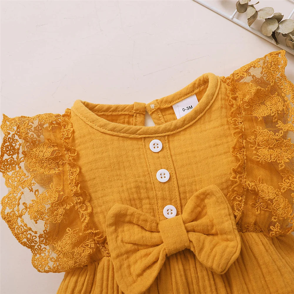 LaceBow Baby Romper Set