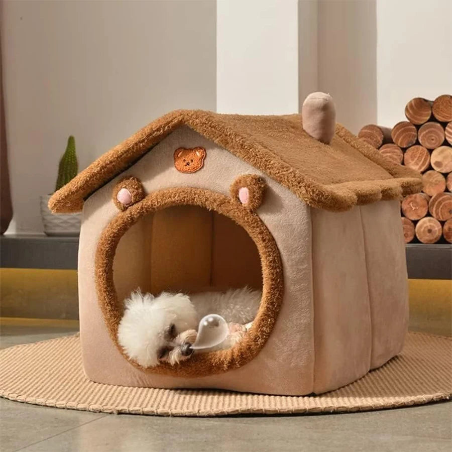 Cozy Plush Pet House Bed