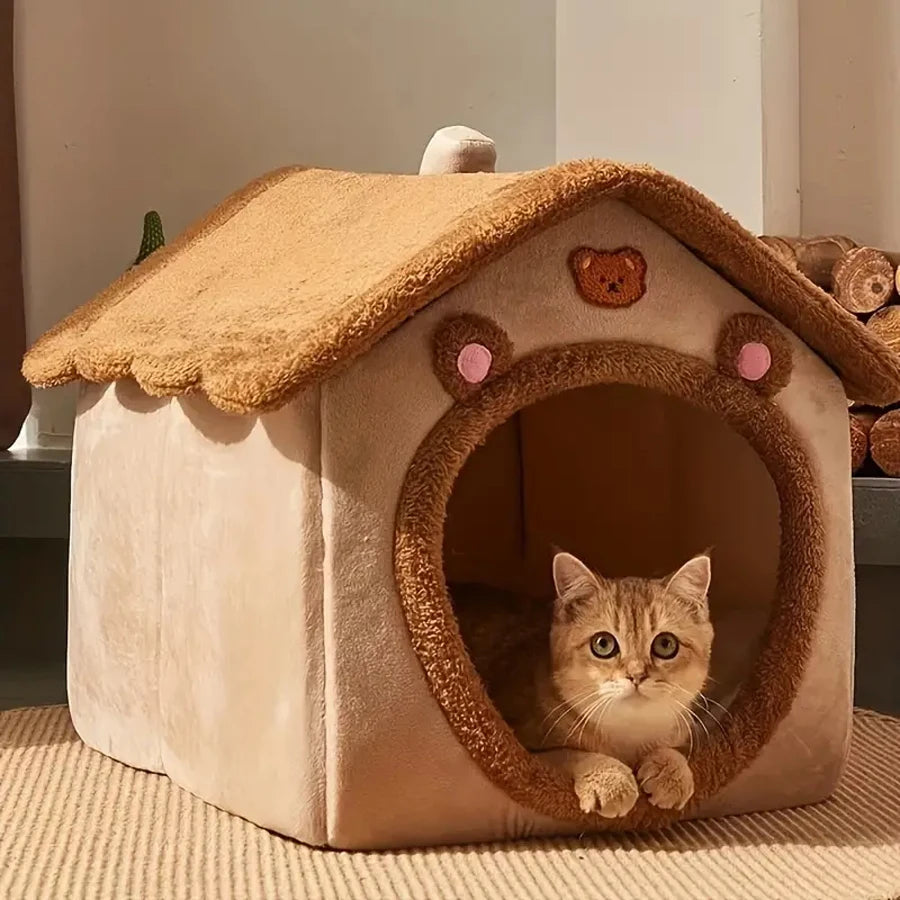 Cozy Plush Pet House Bed