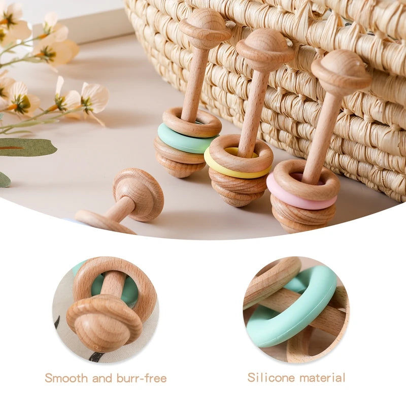 Natural Wooden Teether Rattle