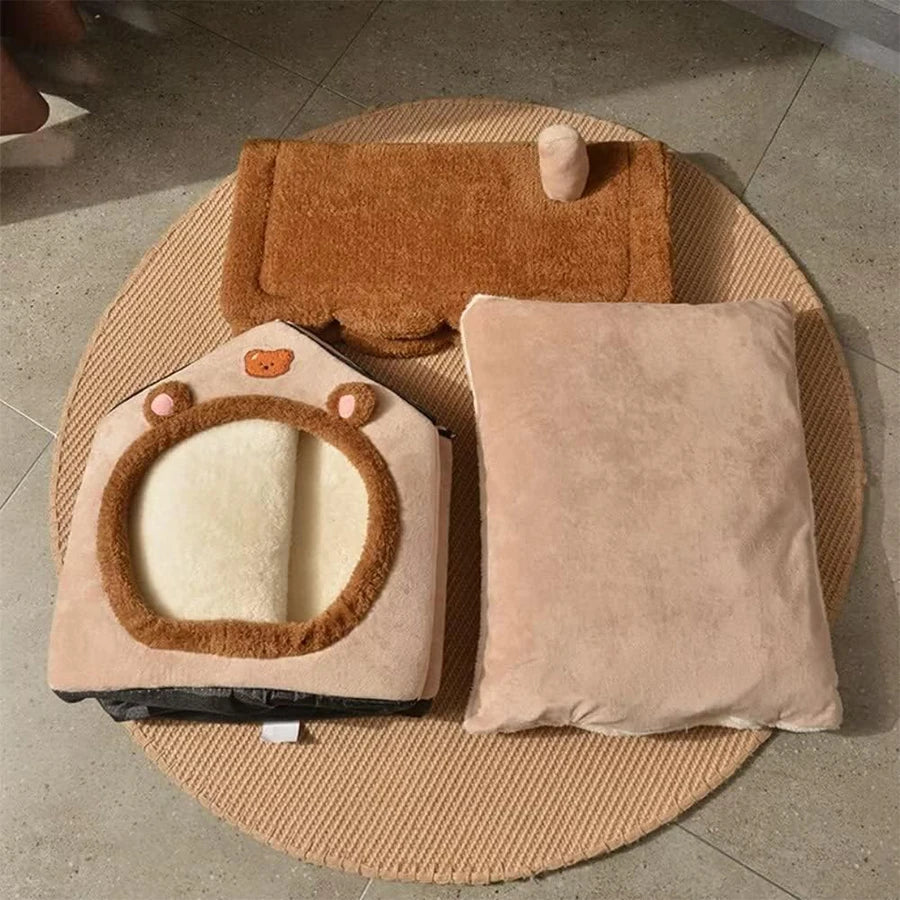 Cozy Plush Pet House Bed
