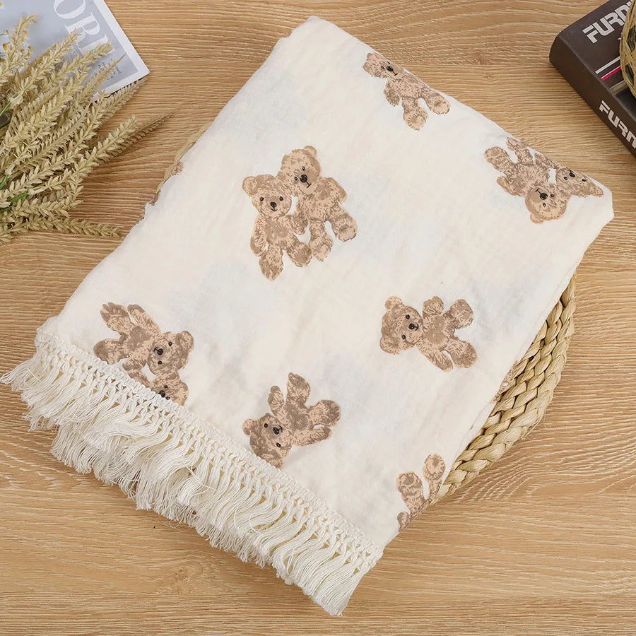 SnuggleBear Muslin Baby Blanket