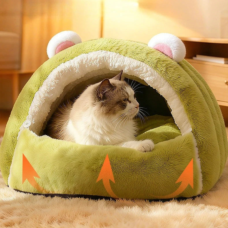 Plush Cave Cat Bed