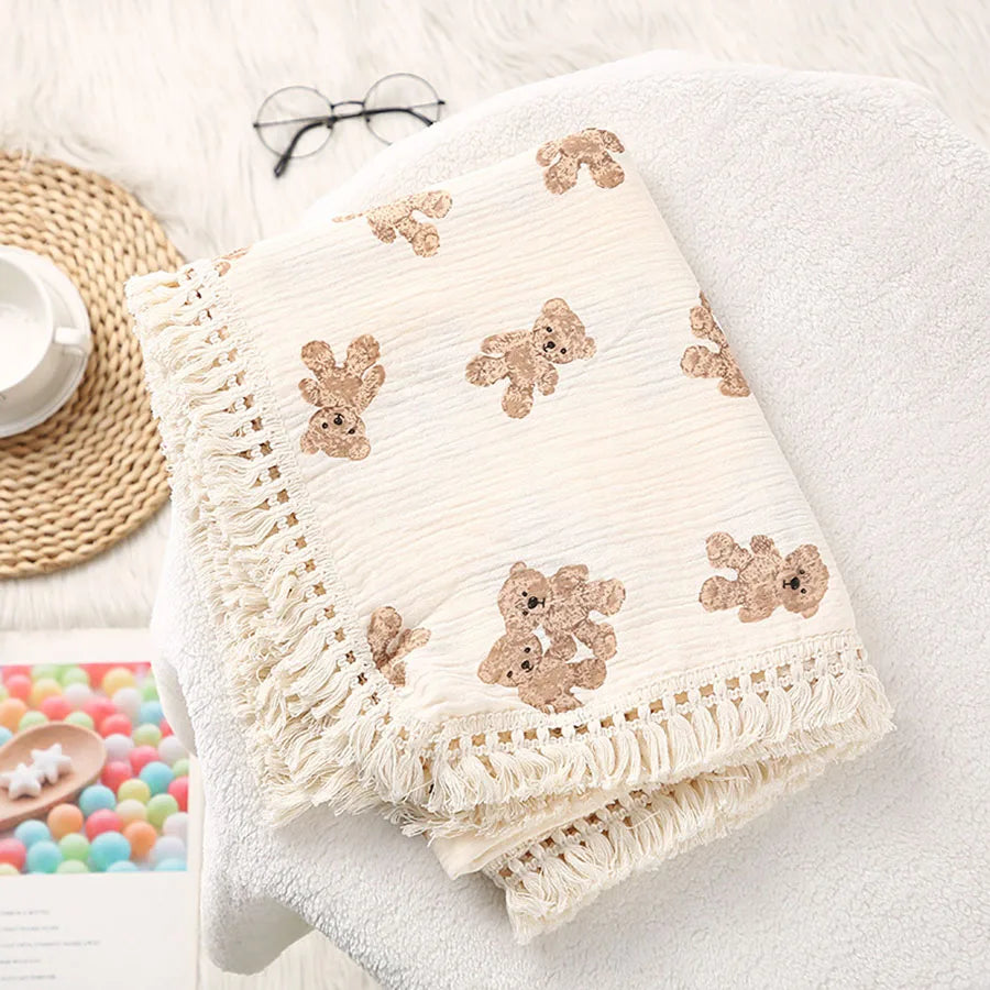 SnuggleBear Muslin Baby Blanket