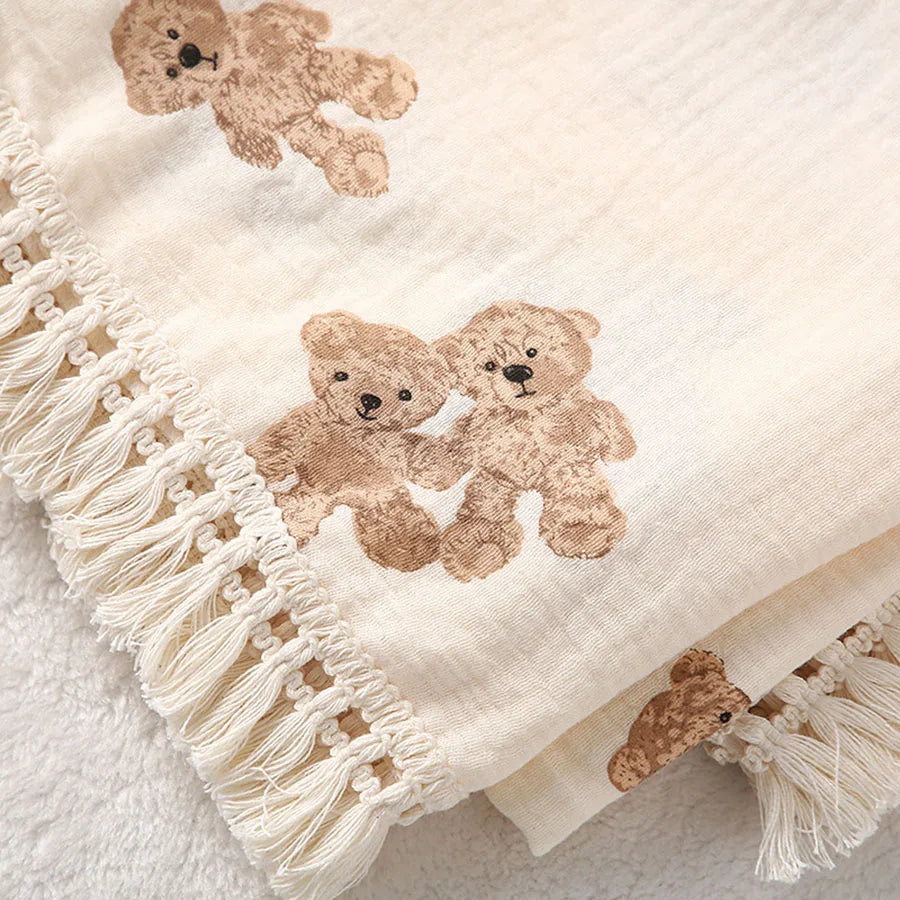 SnuggleBear Muslin Baby Blanket